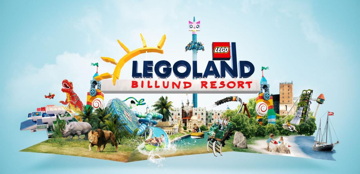 Im LEGOLAND Billund Resort erwarten euch aber auch Dinosaurier und Löwen. Man kann auf verrückten Rutschbahnen nach unten sausen. Oder man kann mit Schiffen fahren und Sandburgen bauen. Erkundet ein königliches Schloss oder eine Wikingerburg – und vieles, vieles mehr.