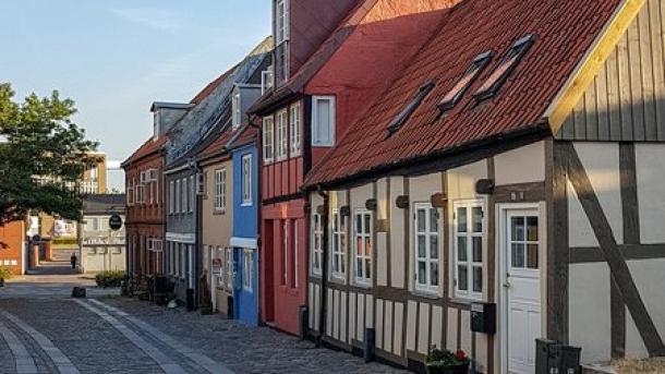 De stad Horsens in Zuidoost Jutland, Denemarken