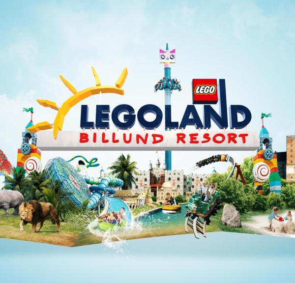 Im LEGOLAND Billund Resort erwarten euch aber auch Dinosaurier und Löwen. Man kann auf verrückten Rutschbahnen nach unten sausen. Oder man kann mit Schiffen fahren und Sandburgen bauen. Erkundet ein königliches Schloss oder eine Wikingerburg – und vieles, vieles mehr.