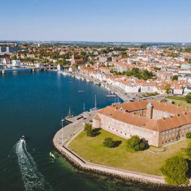 Sønderborg Slot in Zuid Jutland, Denemarken, bovenaanzicht